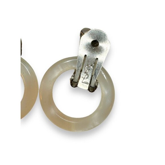 YSL Yves Saint Laurent Swirled Lucite Door Knocker Vintage Clip On Earrings - Picture 4 of 10